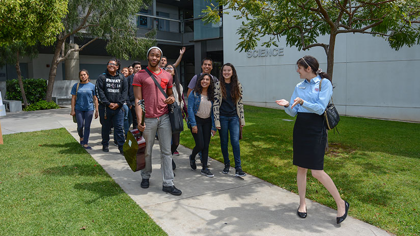 Students on a campus tour