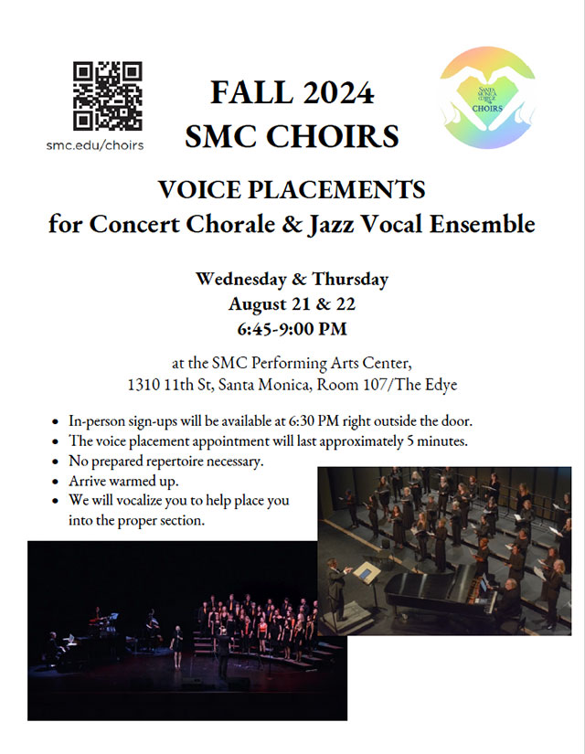 Choir Auditions for Chamber Choir and Voice Placements for Concert Chorale