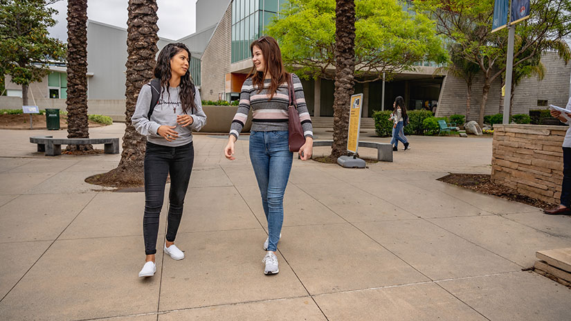 People walking on campus