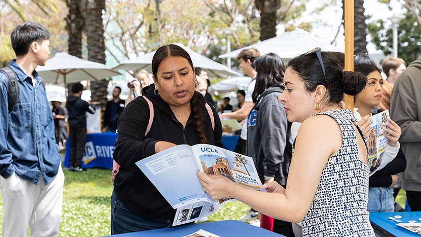 Images from a college fair at Santa Monica College. According to 2023-2024 data released by the University of California (UC) Information Center, SMC transferred more students to the UC system than any other California community college—for 34 consecutive years now.