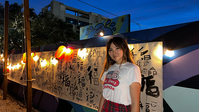 Micca in her Ms. Dan's Chinese t-shirt