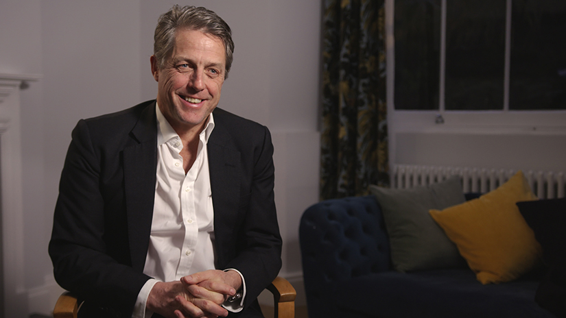 Hugh Grant on the set of Stephen's documentary