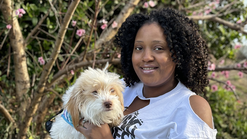 Michaela Sheppard and her dog