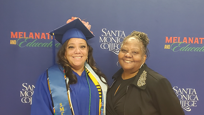 Ma'isha with her mother Caron at graduation