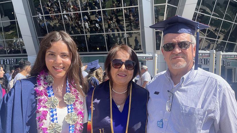 Daniela Davalos with her parents