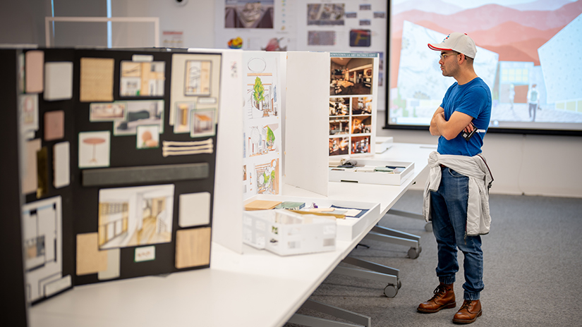 A guest viewing final presentations