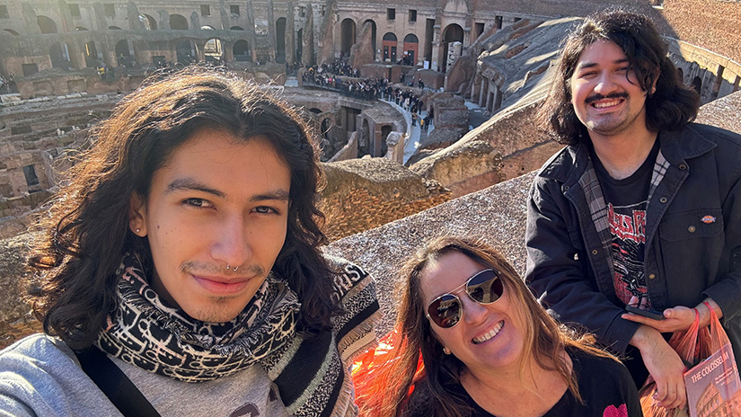 Aldo Barrera with mom and older brother