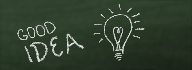 chalkboard with lightbulb representing good idea